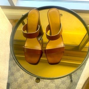 Brown /Two Strap Heeled Sandals (3in) Size 9